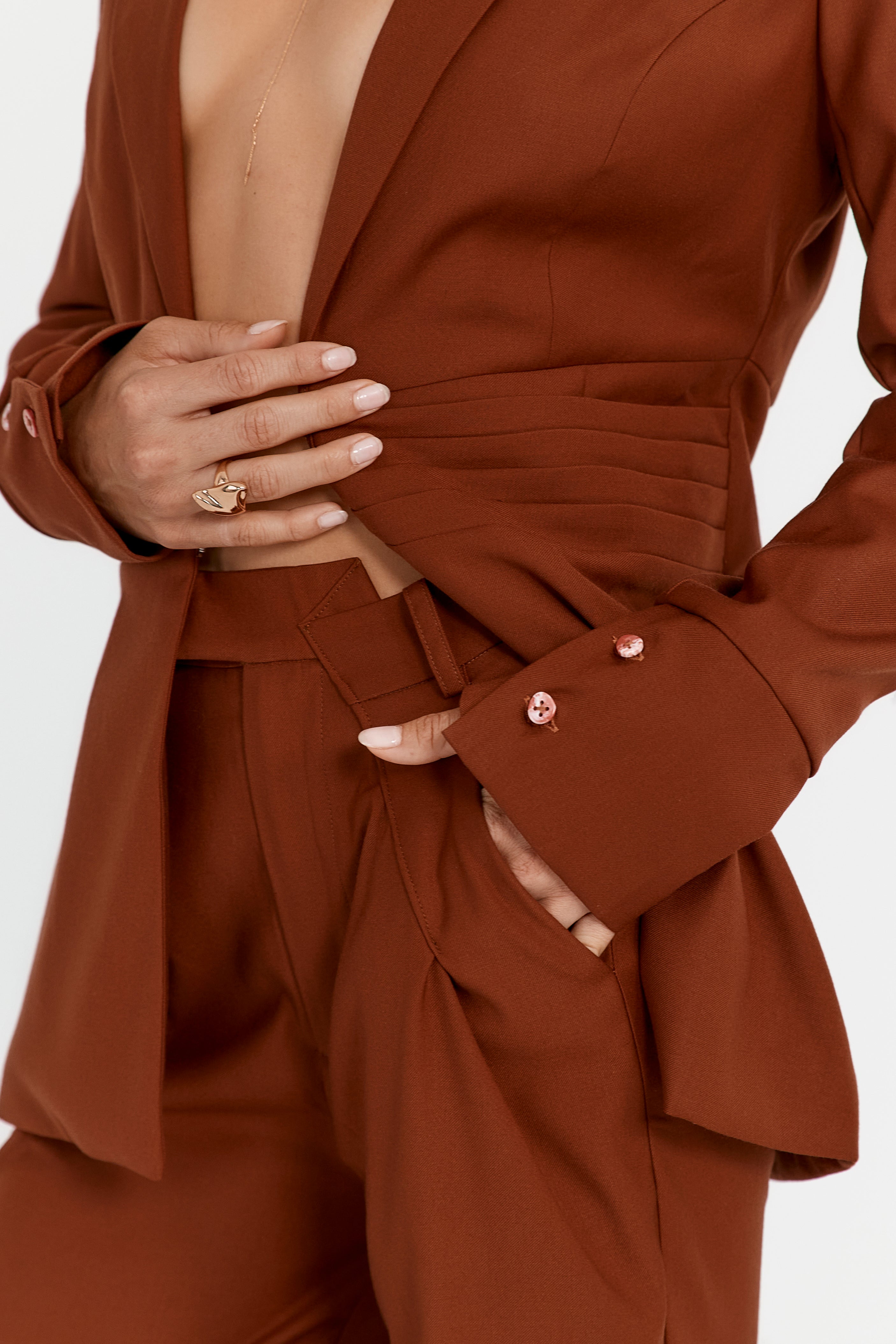 Aria Suit Blazer in Rust - Sincerely Ria
