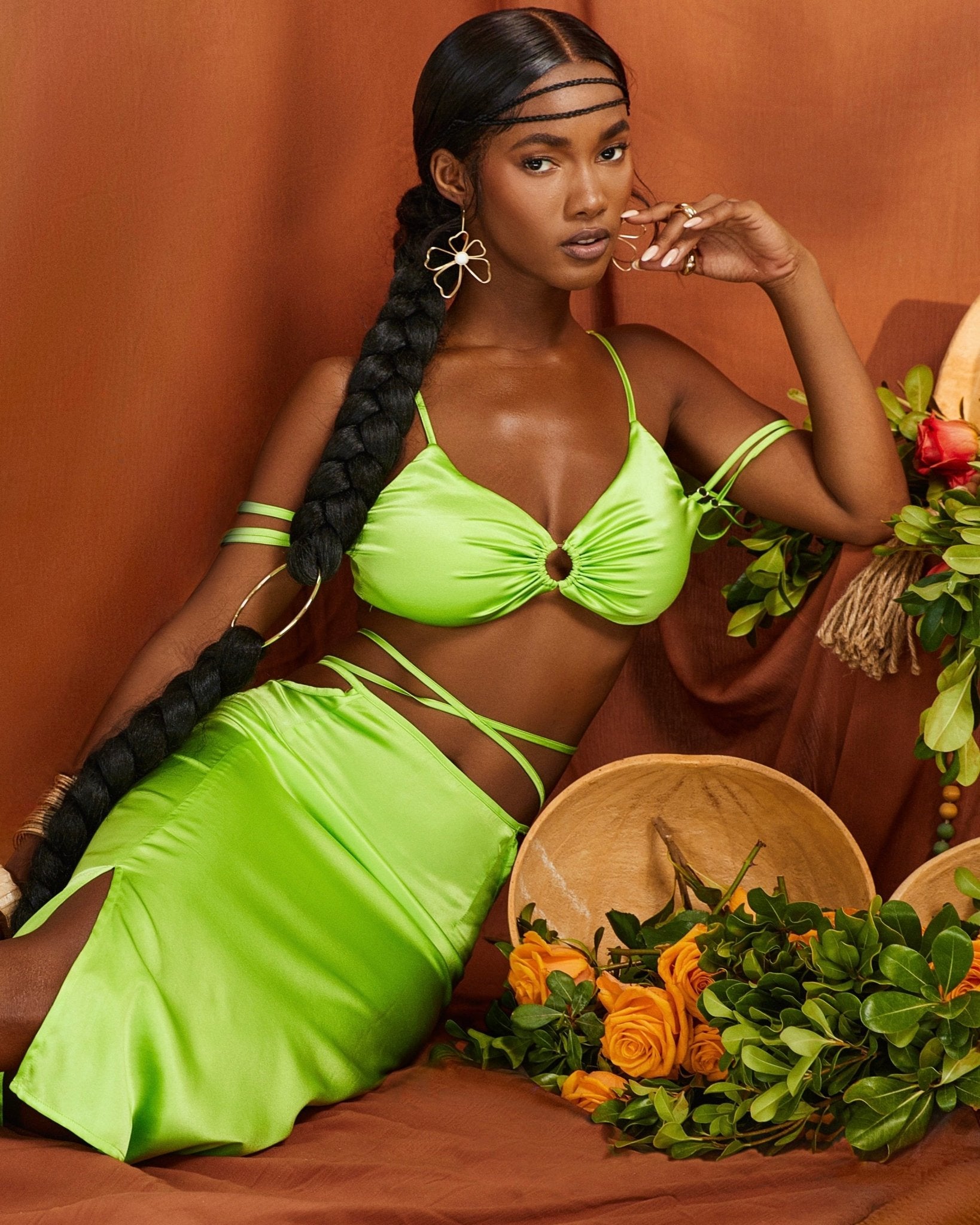 Kindia Midi Silk Set - KIWI - Sincerely Ria